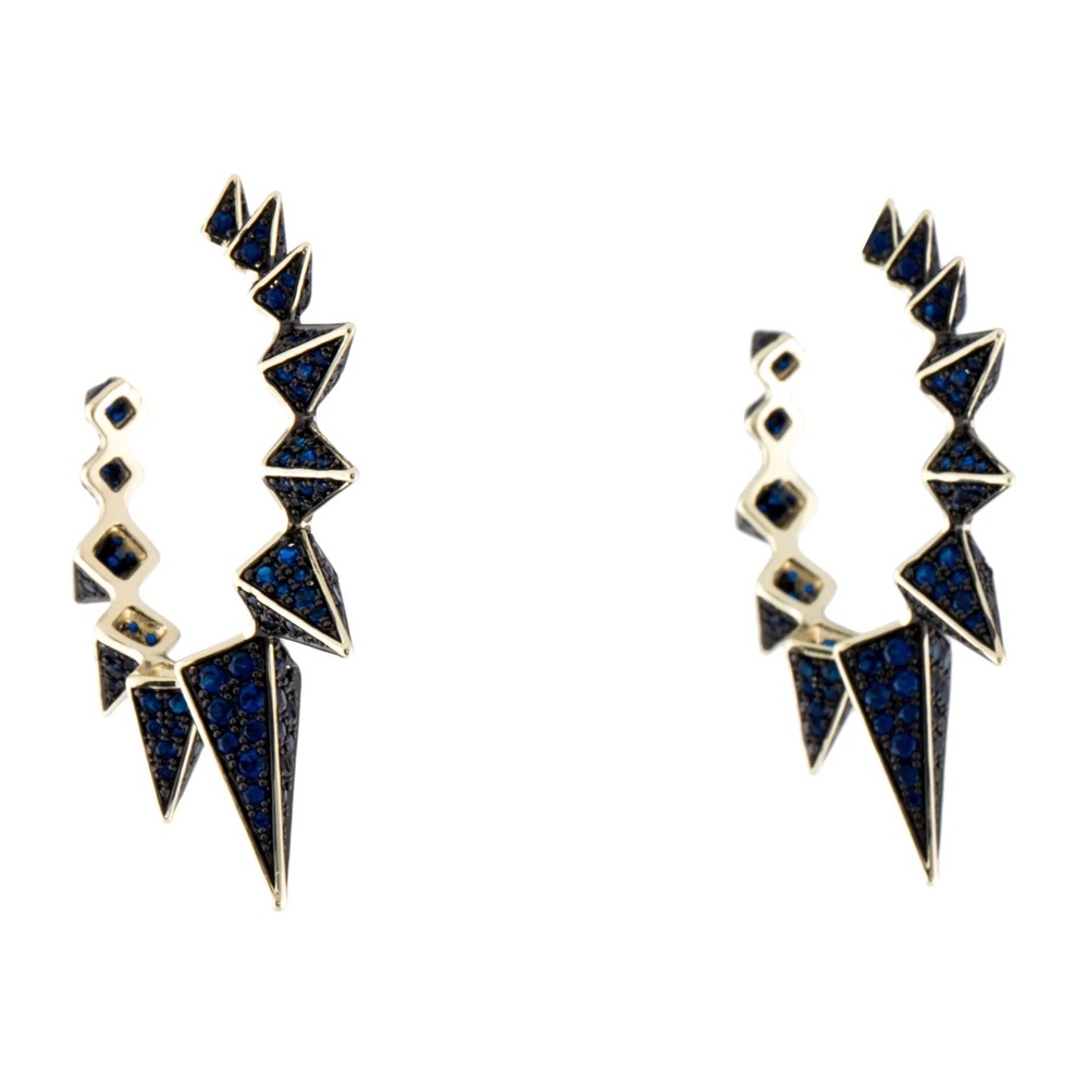 ISO Melinda Maria Mama Gabriella spiked hoop earrings blue